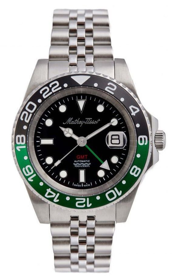 Mathey-Tissot Automatic movement Black Stainless steel Male H903ATNV.-.MT. A brand-new Mathey-Tissot watch featuring a Black dial and a Stainless steel strap. Side view.