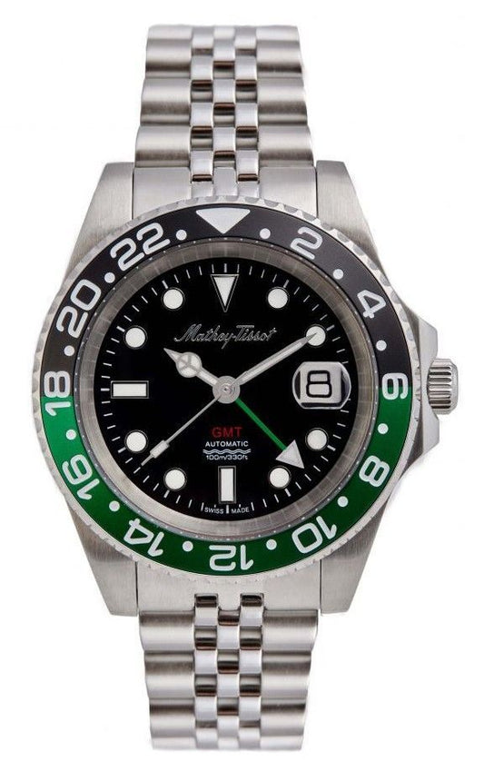 Mathey-Tissot Automatic movement Black Stainless steel Male H903ATNV.-.MT. A brand-new Mathey-Tissot watch featuring a Black dial and a Stainless steel strap. Side view.