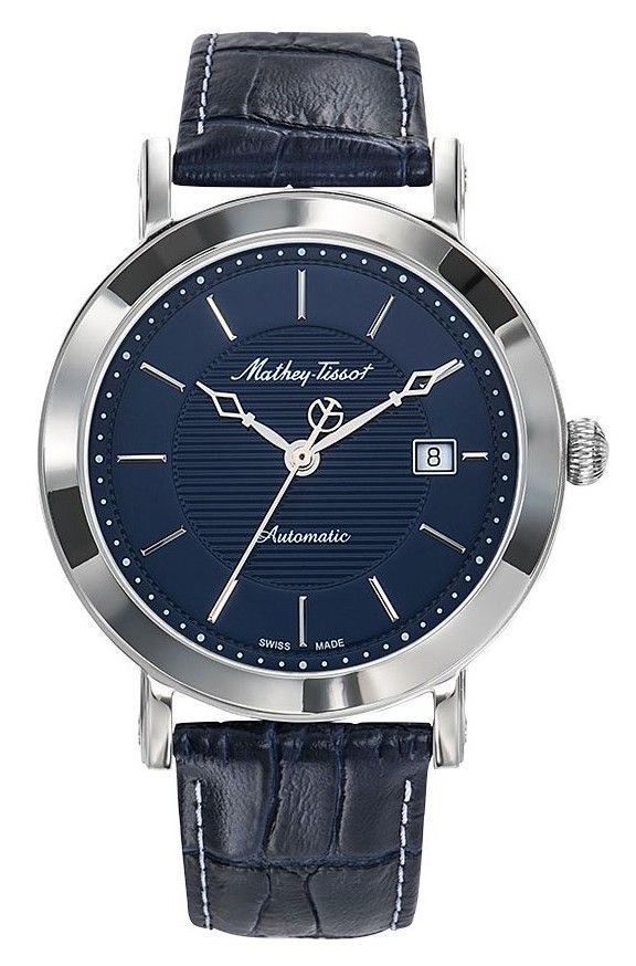 Mathey-Tissot City Automatic movement Blue Leather Male HB611251ATABU.-.MT. A brand-new Mathey-Tissot City watch featuring a Blue dial and a Leather strap. Side view.