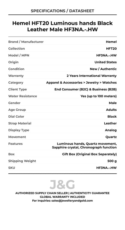 Hemel HFT20 Luminous hands Black Leather Male HF3NA.-.HW - Specifications