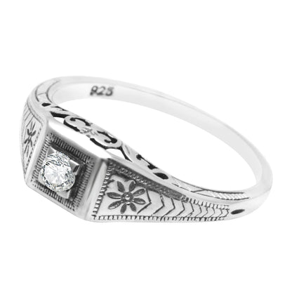 3mm D Color Moissanite Ring – 925 Sterling Silver, GRA Certified, Vintage Wedding Jewelry