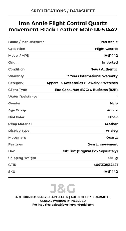 Iron Annie Flight Control Quartz movement Black Leather Male IA-51442 - Specifications
