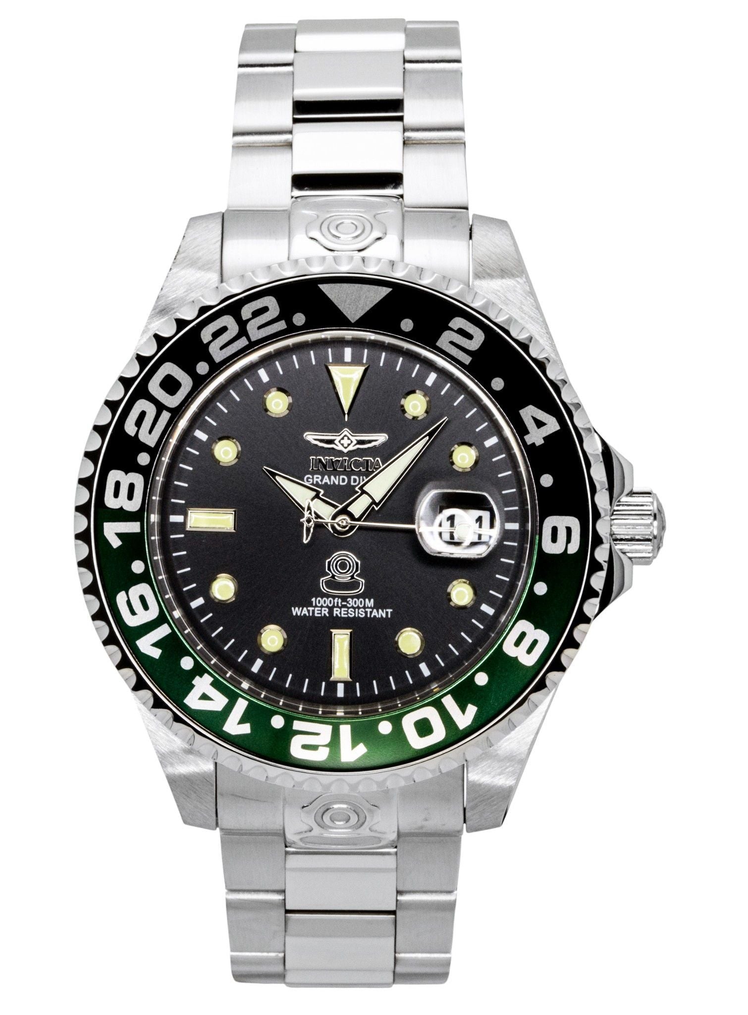 Invicta Pro Diver Automatic movement Black Stainless steel Male INV21866. A brand-new Invicta Pro Diver watch featuring a Black dial and a Stainless steel strap. Angled view.