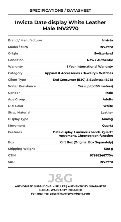 Invicta Date display White Leather Male INV2770 - Specifications