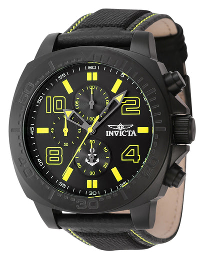 Invicta Ocean Voyage Quartz movement Black Nylon Male INV46287. A brand-new Invicta Ocean Voyage watch featuring a Black dial and a Nylon strap. Side view.