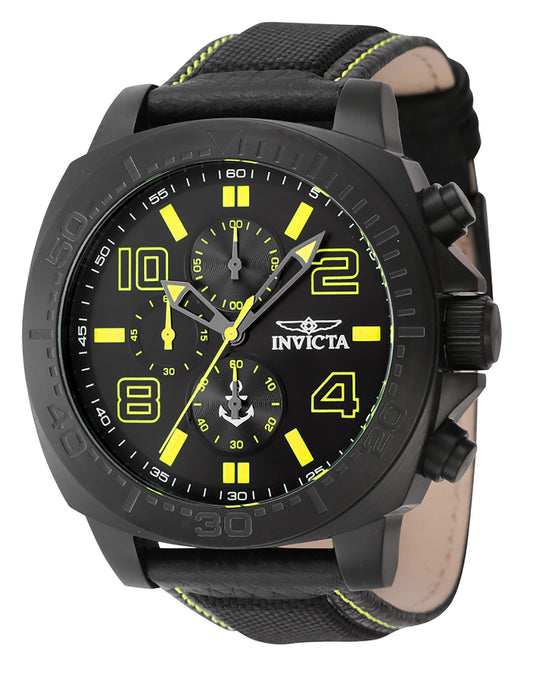 Invicta Ocean Voyage Quartz movement Black Nylon Male INV46287. A brand-new Invicta Ocean Voyage watch featuring a Black dial and a Nylon strap. Side view.