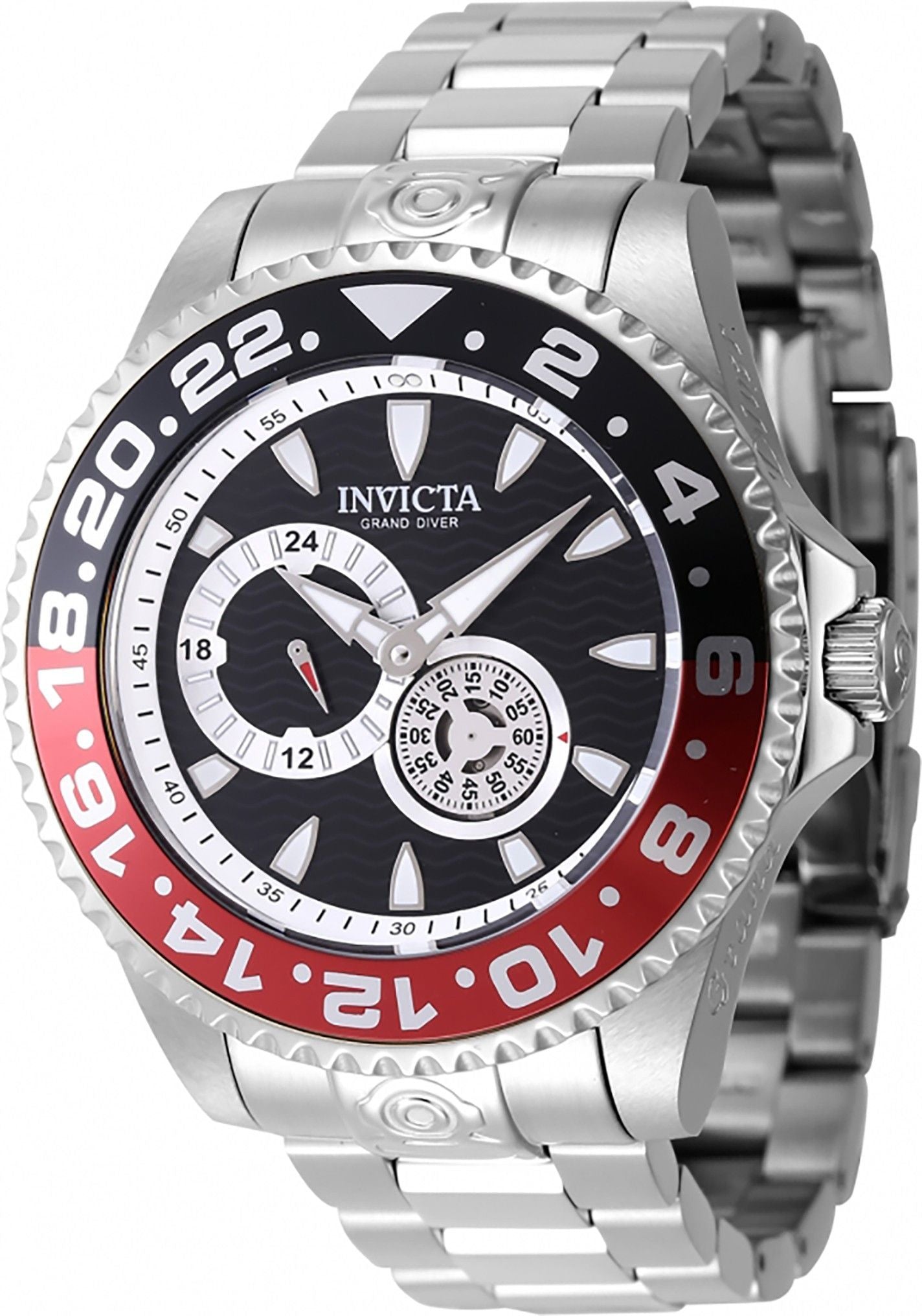 Invicta Pro Diver Automatic movement Black Stainless steel Male INV47302. A brand-new Invicta Pro Diver watch featuring a Black dial and a Stainless steel strap. Side view.