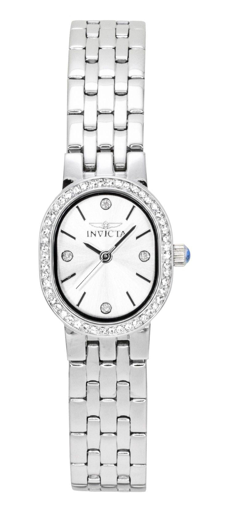 Invicta Angel Quartz movement Silver Stainless steel Female INV48134. A brand-new Invicta Angel watch featuring a Silver dial and a Stainless steel strap. Side view.