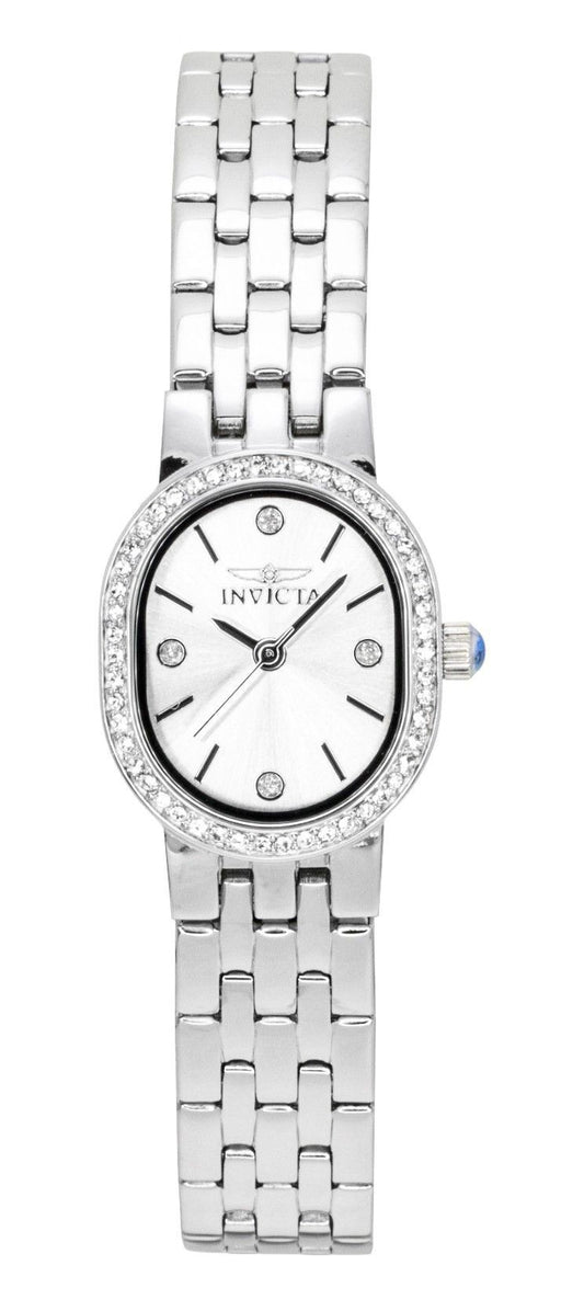 Invicta Angel Quartz movement Silver Stainless steel Female INV48134. A brand-new Invicta Angel watch featuring a Silver dial and a Stainless steel strap. Side view.