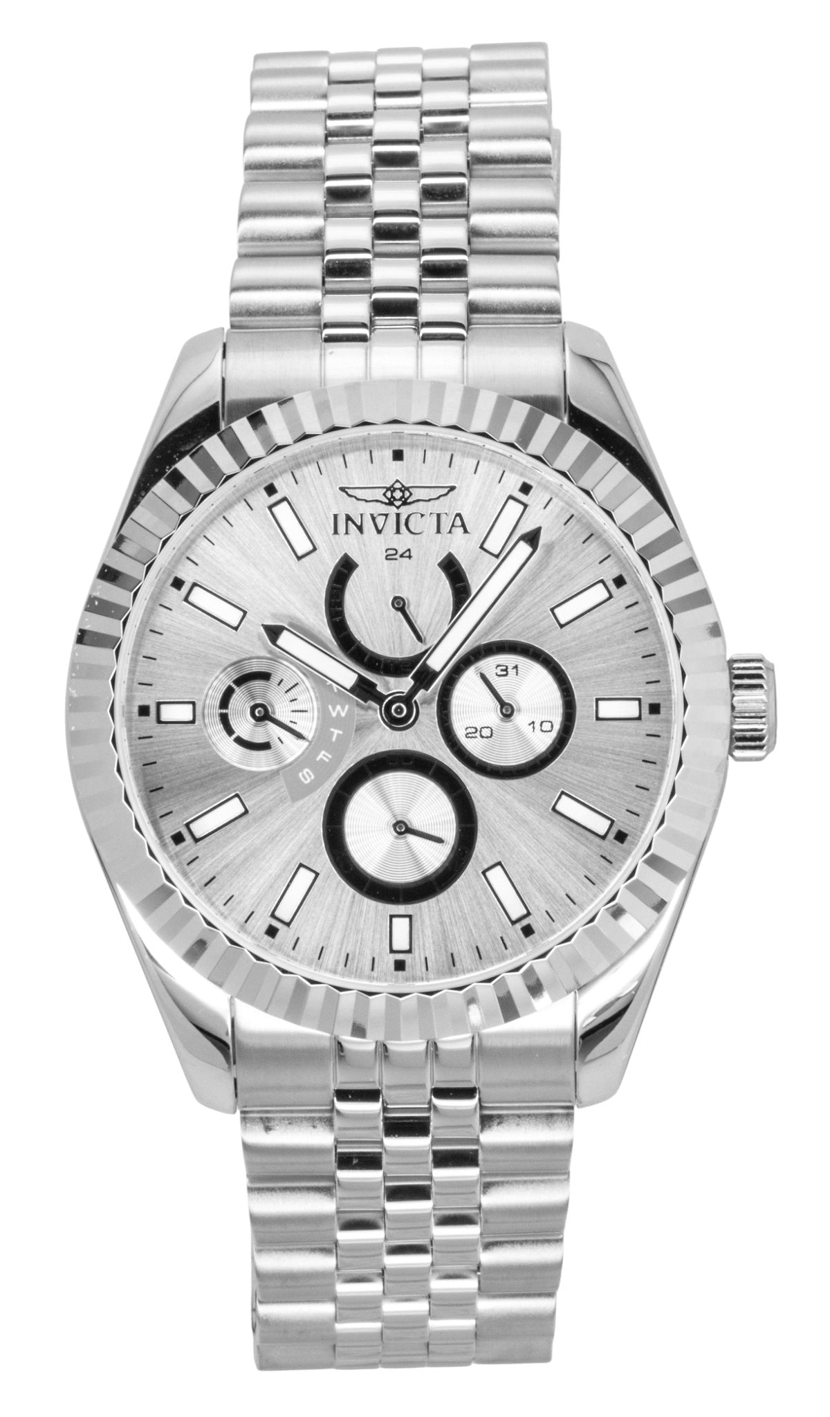 Invicta Specialty Quartz movement Silver Stainless steel Male INV49534. A brand-new Invicta Specialty watch featuring a Silver dial and a Stainless steel strap. Front view.