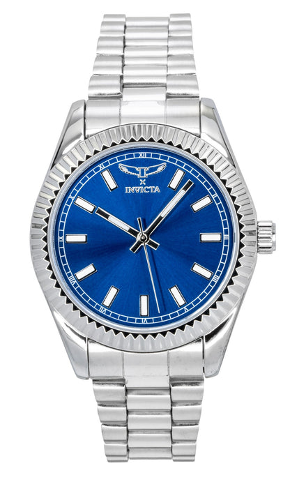 Invicta Specialty Quartz movement Blue Stainless steel Male INV69015. A brand-new Invicta Specialty watch featuring a Blue dial and a Stainless steel strap. Angled view.