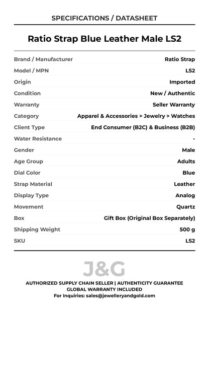 Ratio Strap Blue Leather Male LS2 - Specifications