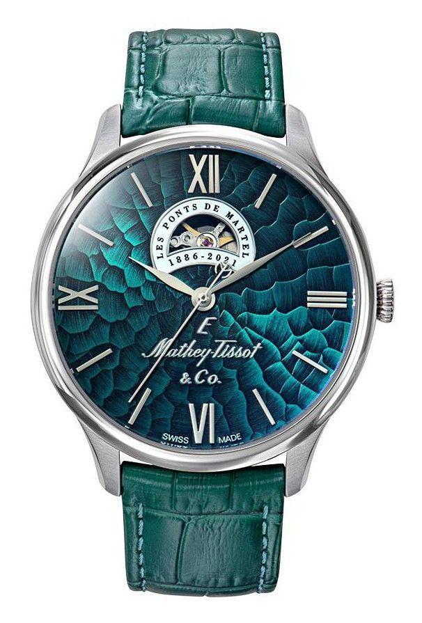 Mathey-Tissot Automatic movement Green Leather Male MC1886AV.-.MT. A brand-new Mathey-Tissot watch featuring a Green dial and a Leather strap. Front view.