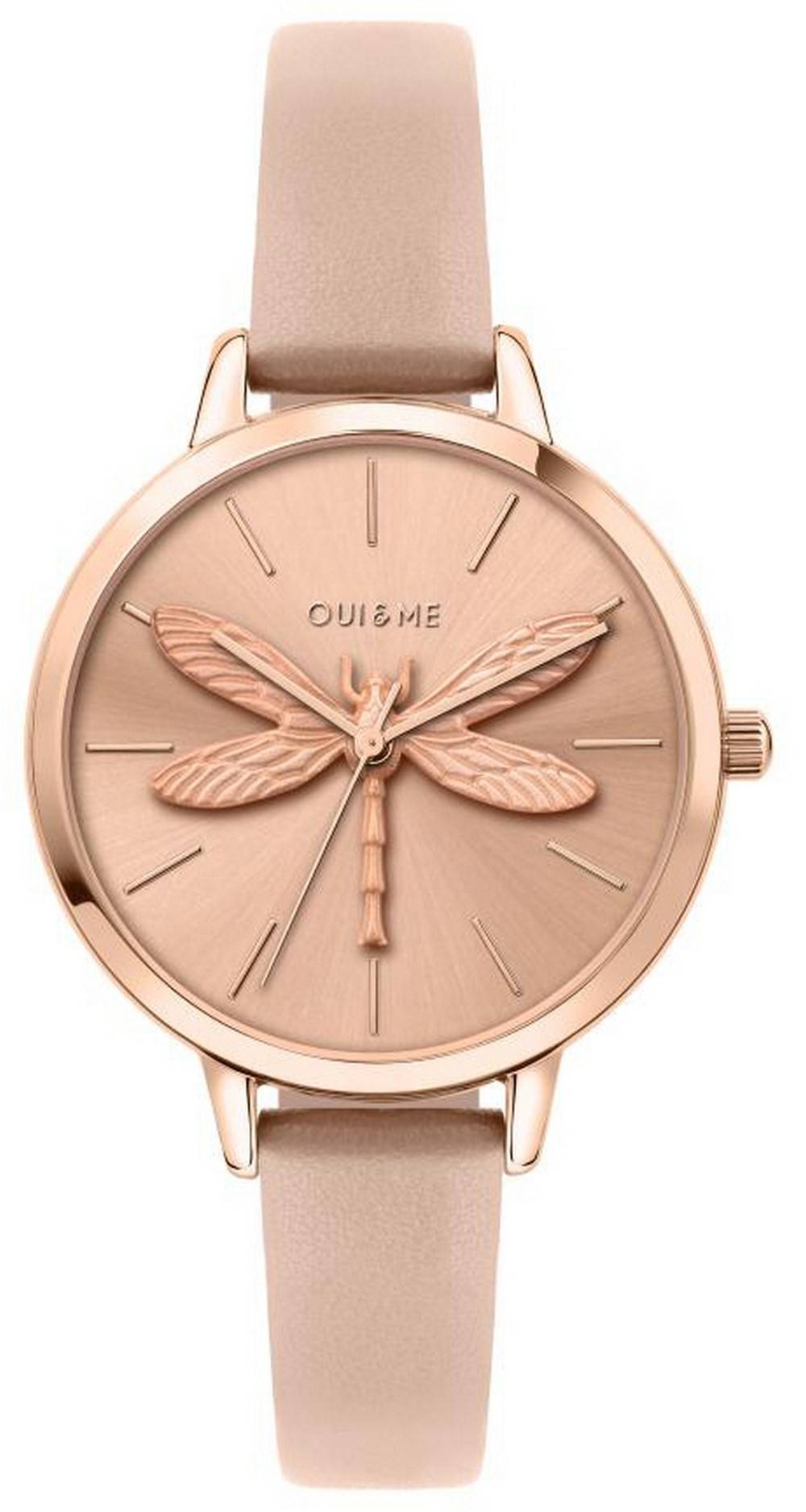 Oui & Me Amourette Quartz movement Rose Gold Leather Female ME010100-. A brand-new Oui & Me Amourette watch featuring a Rose Gold dial and a Leather strap. Front view.
