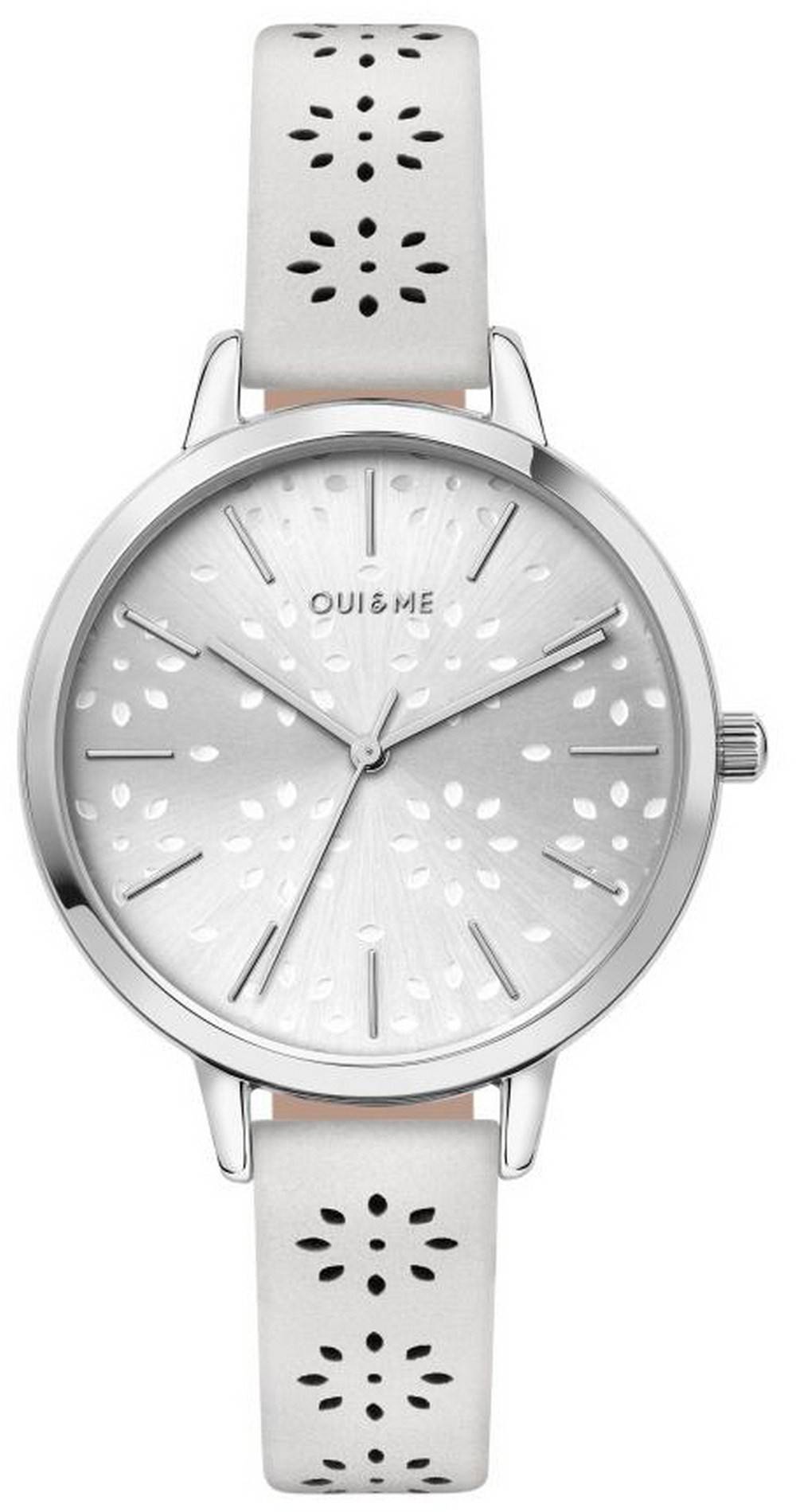 Oui & Me Amourette Quartz movement White Leather Female ME010148-. A brand-new Oui & Me Amourette watch featuring a White dial and a Leather strap. Side view.