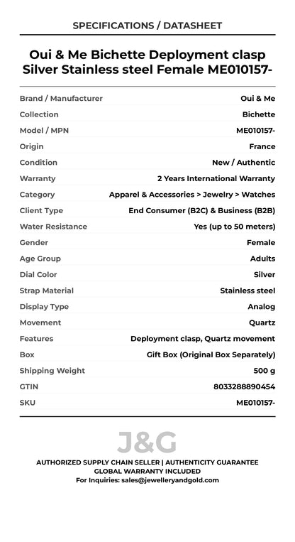 Oui & Me Bichette Deployment clasp Silver Stainless steel Female ME010157- - Specifications