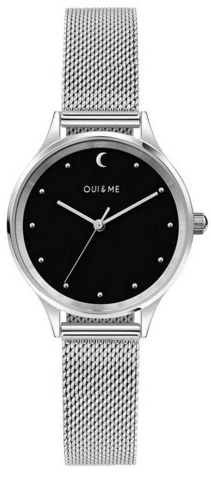 Oui & Me Bichette Deployment clasp Black Stainless steel Female ME010172-. A brand-new Oui & Me Bichette watch featuring a Black dial and a Stainless steel strap. Front view.