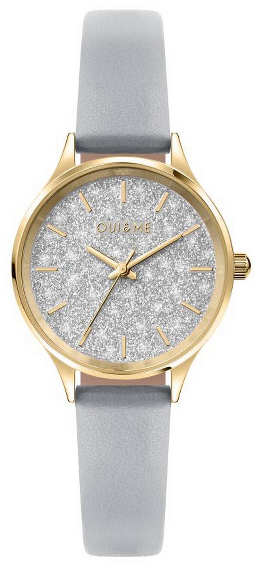 Oui & Me Bichette Quartz movement White Leather Female ME010271-. A brand-new Oui & Me Bichette watch featuring a White dial and a Leather strap. Angled view.