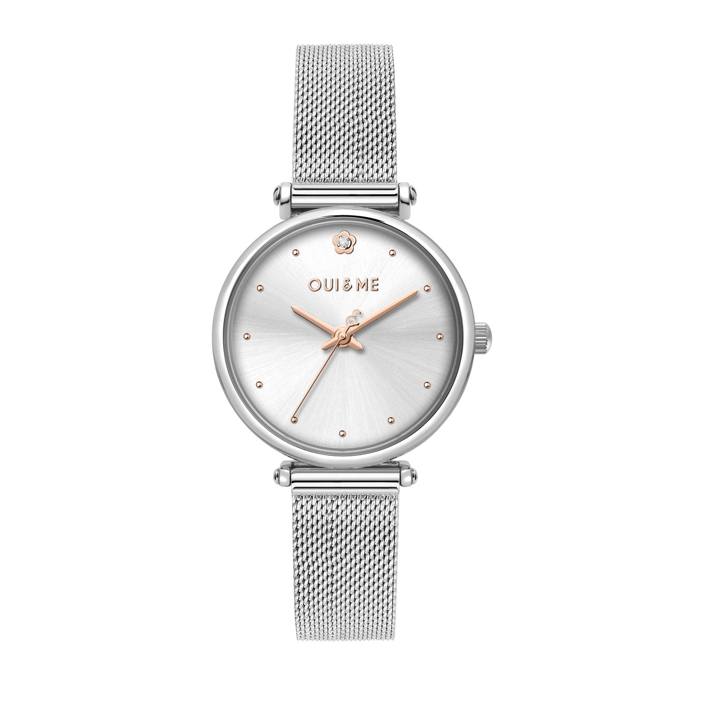 Oui & Me Etoile Deployment clasp Silver Stainless steel Female ME010296-. A brand-new Oui & Me Etoile watch featuring a Silver dial and a Stainless steel strap. Side view.