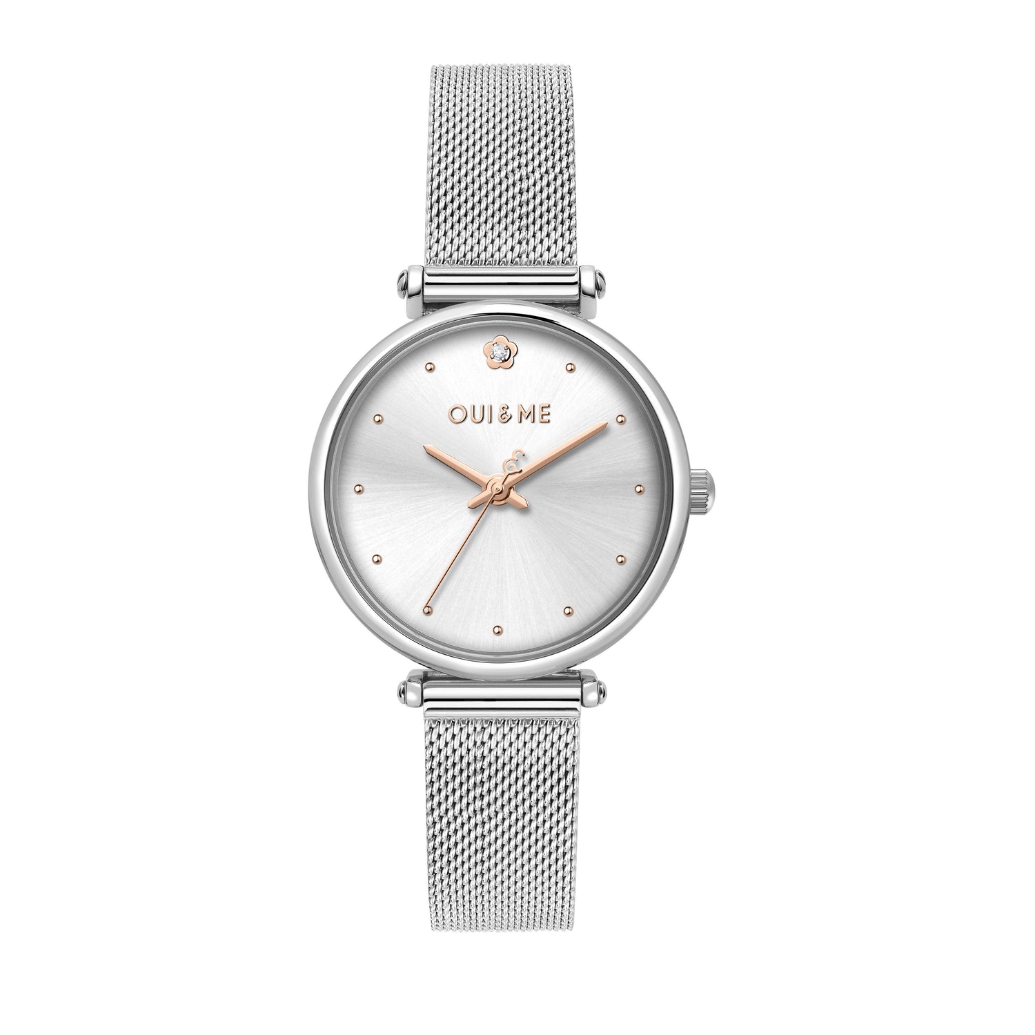 Oui & Me Etoile Deployment clasp Silver Stainless steel Female ME010296-. A brand-new Oui & Me Etoile watch featuring a Silver dial and a Stainless steel strap. Side view.