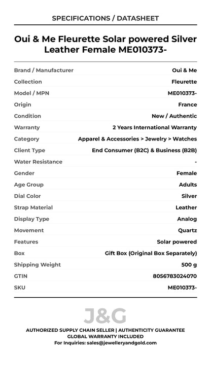 Oui & Me Fleurette Solar powered Silver Leather Female ME010373- - Specifications