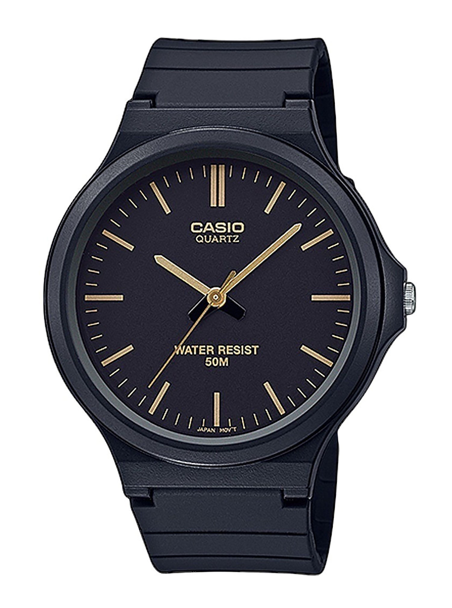Casio Standard Quartz movement Black Male MW-240-1E2V. A brand-new Casio Standard watch featuring a Black dial. Front view.