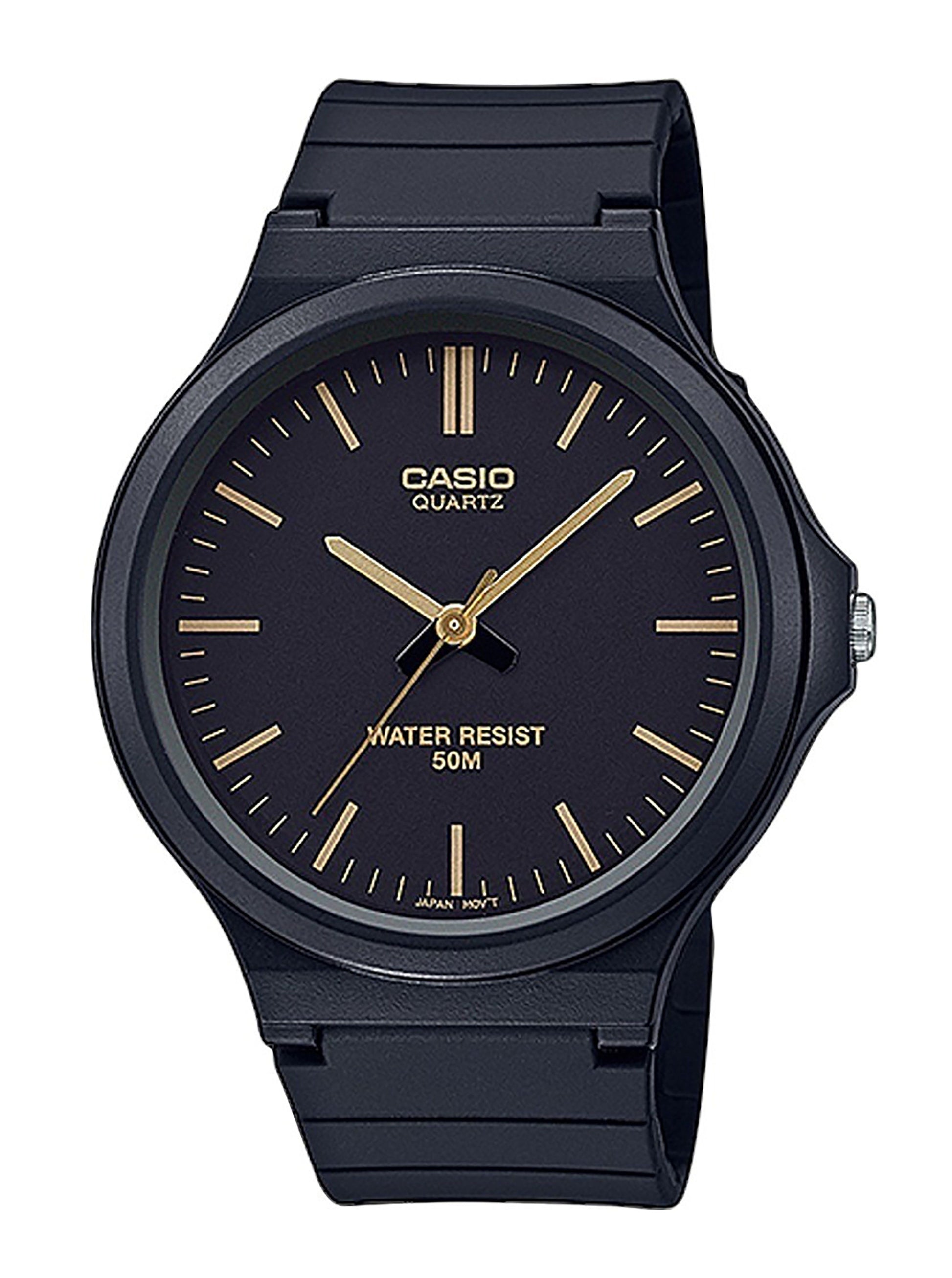 Casio Standard Quartz movement Black Male MW-240-1E2V. A brand-new Casio Standard watch featuring a Black dial. Front view.