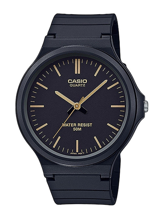 Casio Standard Quartz movement Black Male MW-240-1E2V. A brand-new Casio Standard watch featuring a Black dial. Front view.