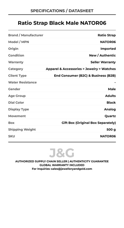 Ratio Strap Black Male NATOR06 - Specifications