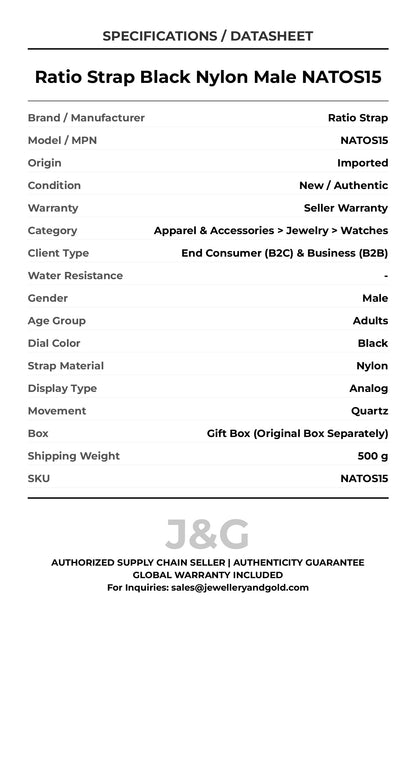 Ratio Strap Black Nylon Male NATOS15 - Specifications