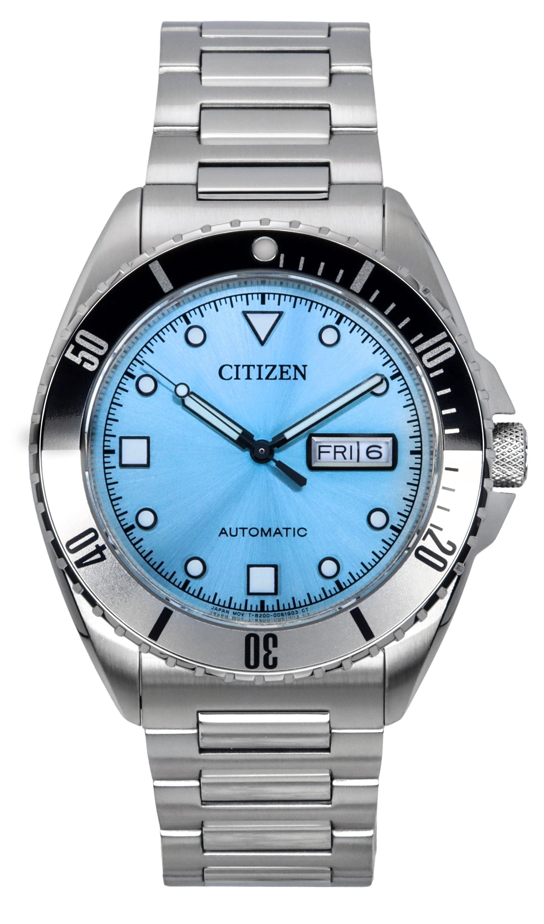 Citizen Automatic movement Blue Stainless steel Male NH7530-52L. A brand-new Citizen watch featuring a Blue dial and a Stainless steel strap. Side view.