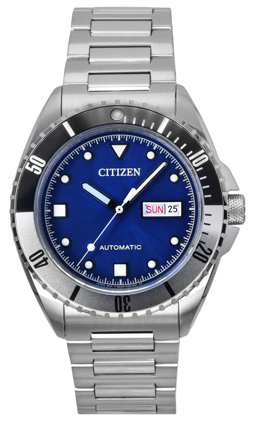 Citizen Automatic movement Blue Stainless steel Male NH7530-52M. A brand-new Citizen watch featuring a Blue dial and a Stainless steel strap. Side view.