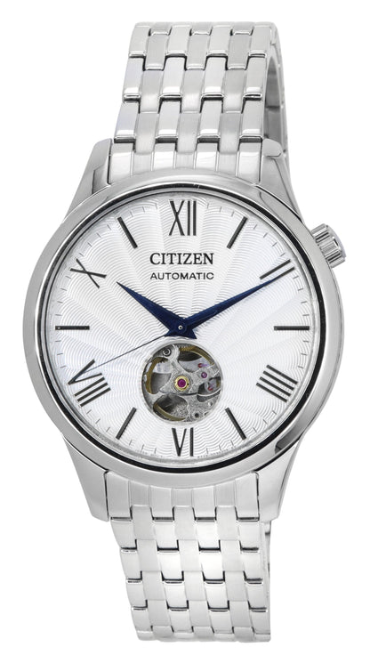 Citizen Automatic movement Silver Stainless steel Male NH9130-84A. A brand-new Citizen watch featuring a Silver dial and a Stainless steel strap. Front view.