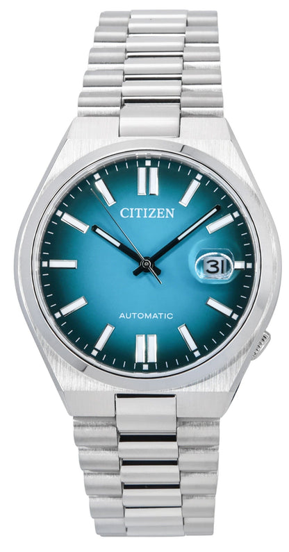 Citizen Tsuyosa Automatic movement Turquoise Stainless steel Male NJ0151-88X. A brand-new Citizen Tsuyosa watch featuring a Turquoise dial and a Stainless steel strap. Front view.