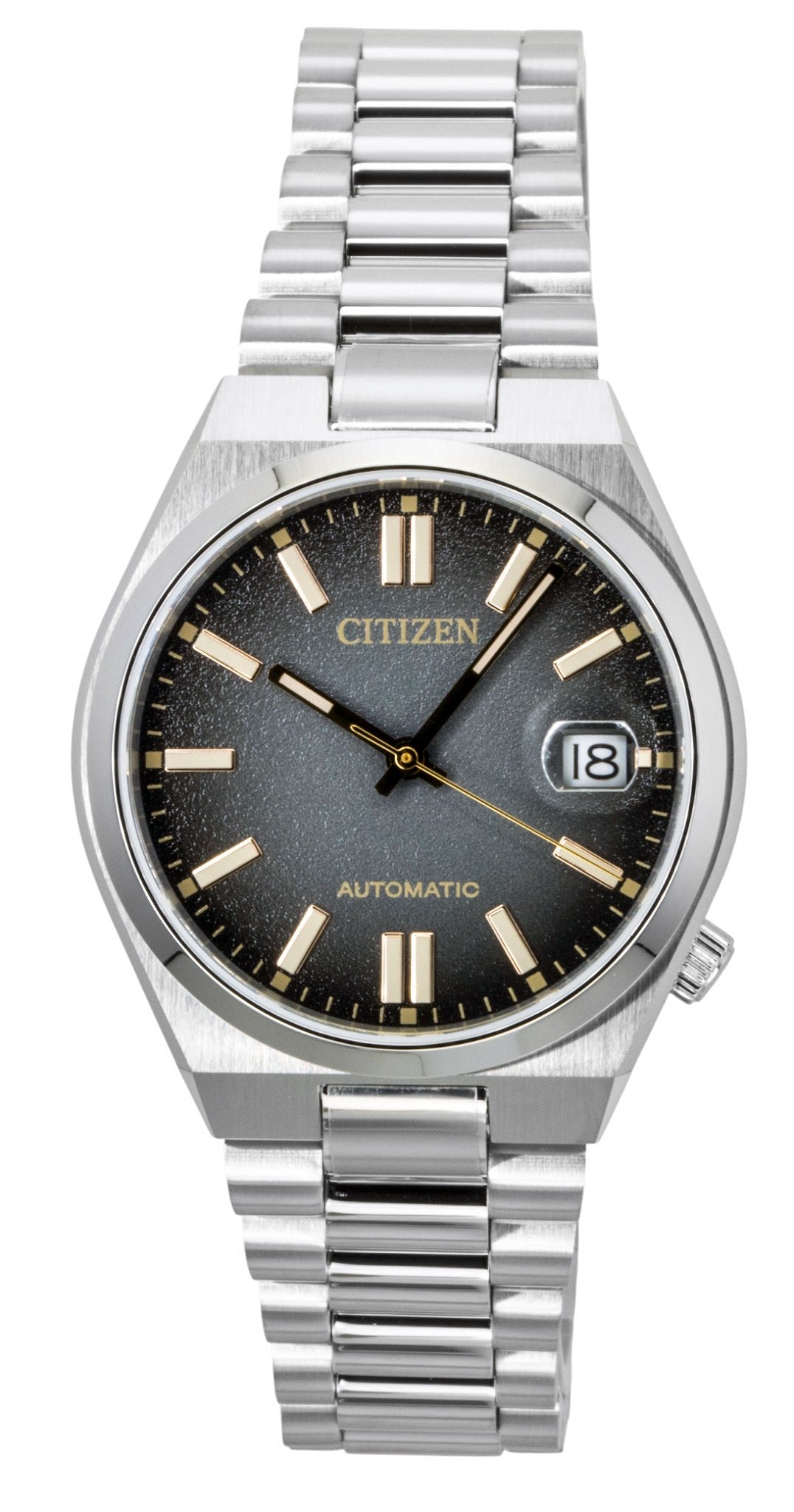 Citizen Tsuyosa Stainless Steel Black Dial Automatic. A brand-new Citizen Tsuyosa watch featuring a Black dial and a Stainless steel strap. Front view.