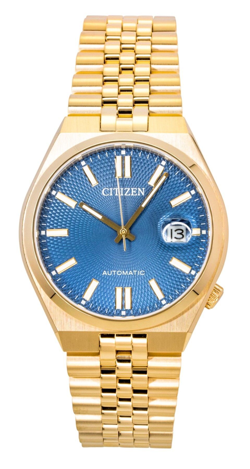 Citizen Tsuyosa Automatic movement Blue Stainless steel Male NK0023-57L. A brand-new Citizen Tsuyosa watch featuring a Blue dial and a Stainless steel strap. Front view.