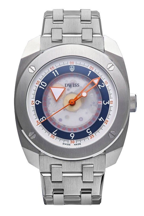 Dwiss R2 Anti-reflective Black Stainless steel Male R2-SL-BRACELET.-.DW. A brand-new Dwiss R2 watch featuring a Black dial and a Stainless steel strap. Side view.