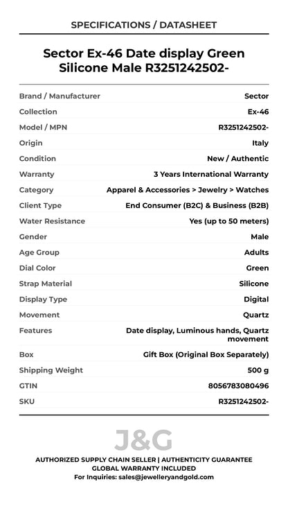 Sector Ex-46 Date display Green Silicone Male R3251242502- - Specifications