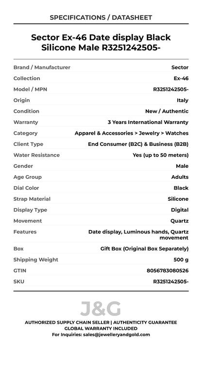 Sector Ex-46 Date display Black Silicone Male R3251242505- - Specifications
