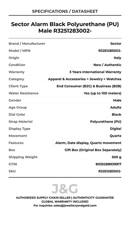 Sector Alarm Black Polyurethane (PU) Male R3251283002- - Specifications