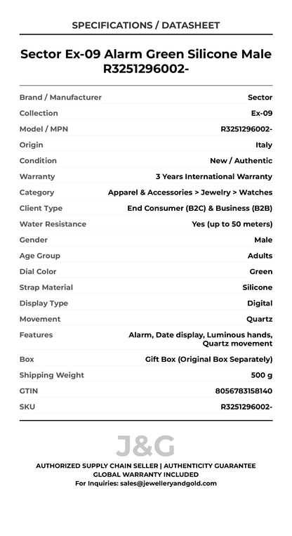 Sector Ex-09 Alarm Green Silicone Male R3251296002- - Specifications