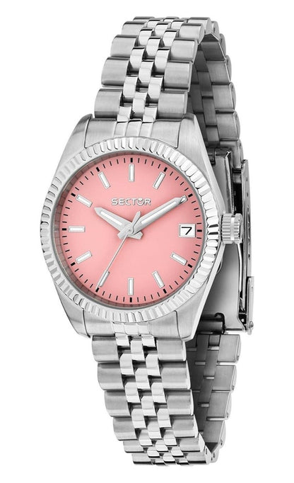 Sector 240 Date display Pink Stainless steel Female R3253240516-. A brand-new Sector 240 watch featuring a Pink dial and a Stainless steel strap. Front view.