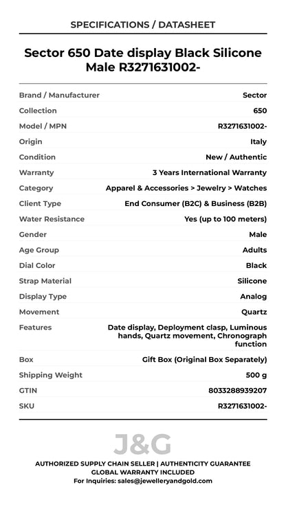 Sector 650 Date display Black Silicone Male R3271631002- - Specifications