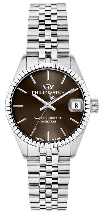 Philip Watch Caribe Date display White Stainless steel Female R8253597612-. A brand-new Philip Watch Caribe watch featuring a White dial and a Stainless steel strap. Side view.