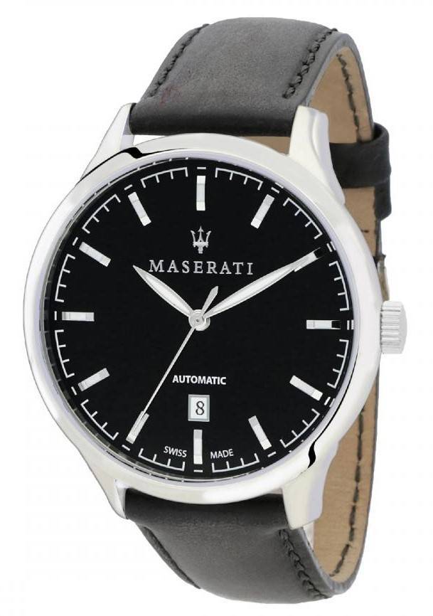 Maserati Attrazione Automatic movement Blue Leather Male R8821126001-. A brand-new Maserati Attrazione watch featuring a Blue dial and a Leather strap. Front view.