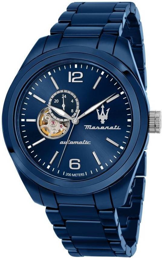 Maserati Traguardo Automatic movement Blue Male R8823150002-. A brand-new Maserati Traguardo watch featuring a Blue dial. Front view.