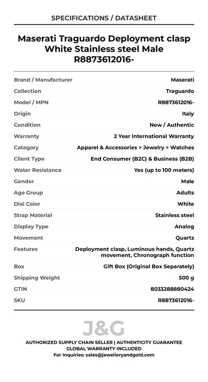 Maserati Traguardo Deployment clasp White Stainless steel Male R8873612016- - Specifications
