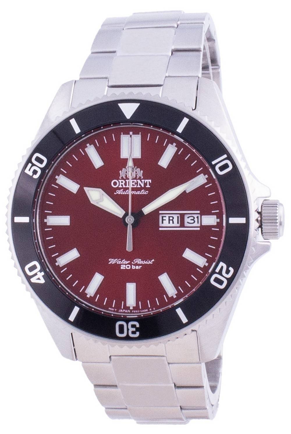 Orient Sports Automatic movement Red Stainless steel Male RA-AA0915R19B. A brand-new Orient Sports watch featuring a Red dial and a Stainless steel strap. Front view.