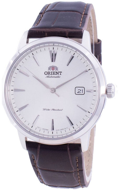 Orient Contemporary Automatic movement Blue Leather Male RA-AC0F07S10B. A brand-new Orient Contemporary watch featuring a Blue dial and a Leather strap. Angled view.