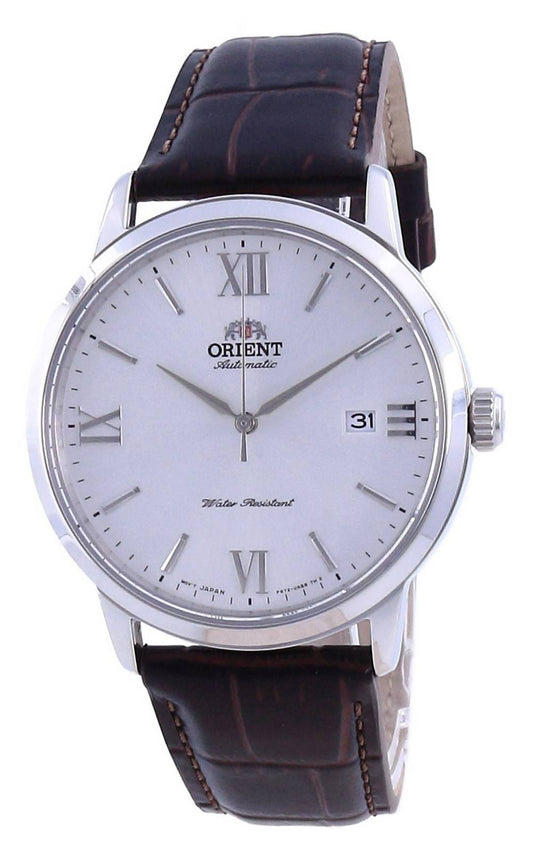 Orient Contemporary Automatic movement White Leather Male RA-AC0F12S10B. A brand-new Orient Contemporary watch featuring a White dial and a Leather strap. Side view.